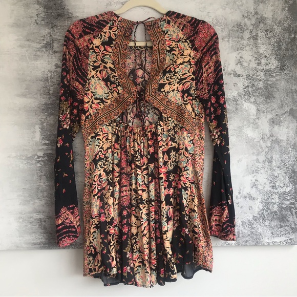 Free People Floral Bell Sleeve Stevie Dress in Black combo - Picture 10 of 15